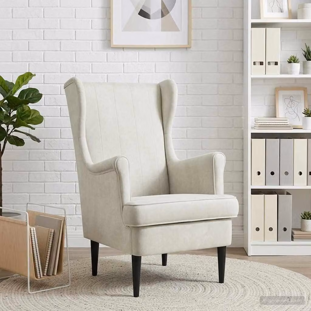 Poltrona moderna vidaXL in velluto beige con braccioli per soggiorno e camera da letto