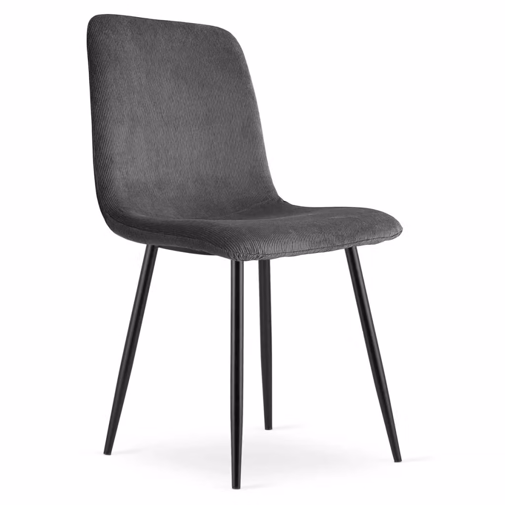 Set di 4 Sedie Rift in Velluto a Coste Grigio con Gambe in Metallo Nero di Kendra Home – 2