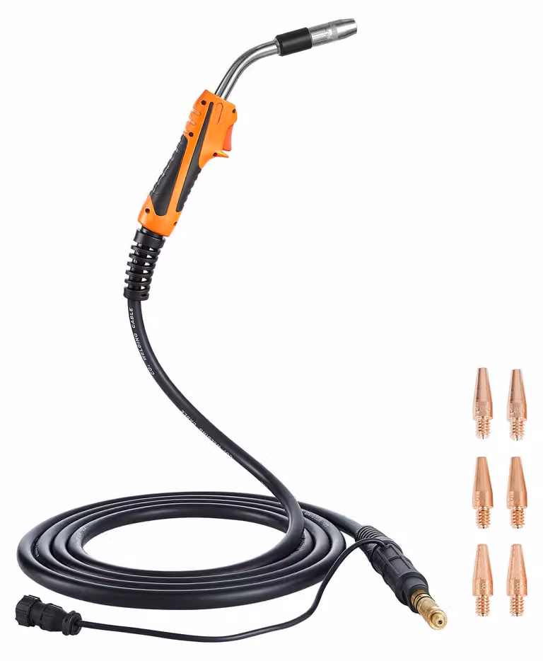 Torcia per saldatura MIG SucceBuy 250A con tubo flessibile da 4,57 m, pistola di saldatura IG con 7 ugelli di ricambio da 0,8/0,9/1 mm, accessori per saldatura di alta qualità, compatibile con Lincoln Magnum Pro 250L, saldatrice a gas inerte per officina
