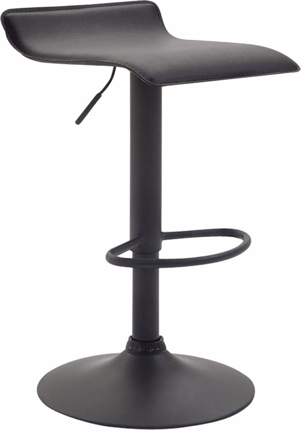 Elegante sgabello da bar - Design intelligente - Regolabile in altezza e con poggiapiedi - Rivestimento in Pelle finta | Colore: Nero | Colore base: Nero