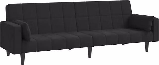 Divano letto | Sof¨¤ letto | Letto singolo a 2 Posti con 2 Cuscini Nero in Velluto