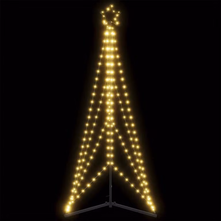 Albero di Natale con 363 LED a luce bianca calda vidaXL, Altezza: 180 cm, regolabile con decorazione a stella e alimentazione USB