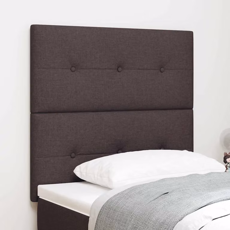 Testiera per letto vidaXL con illuminazione LED integrata e porta USB, rivestimento in tessuto marrone scuro, Larghezza: 100 cm