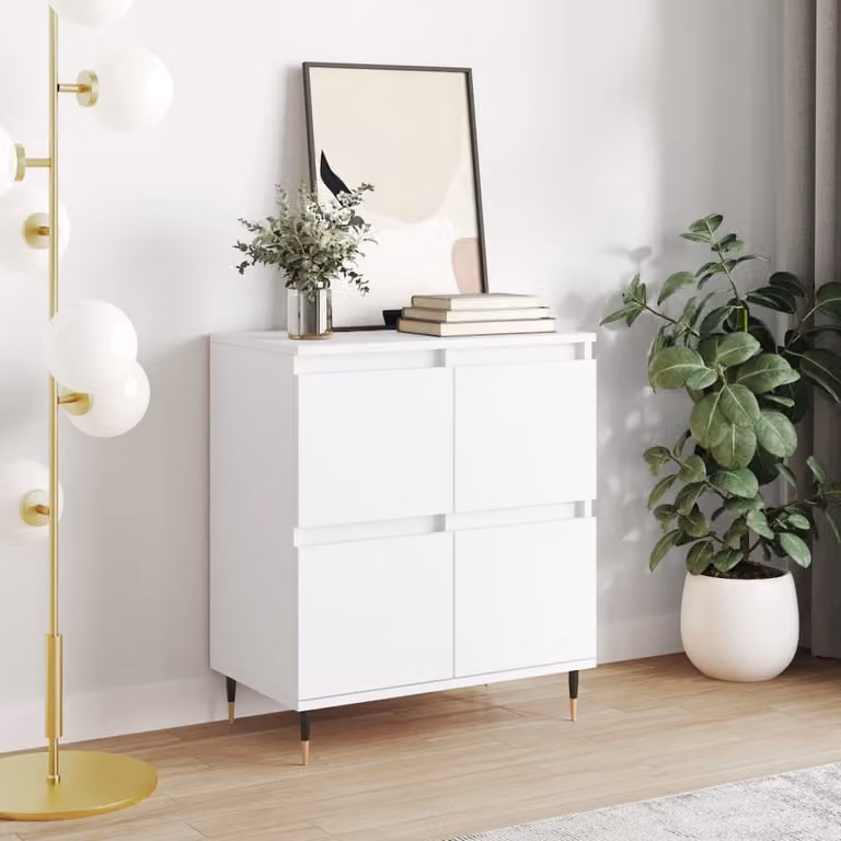 Credenza moderna vidaXL in legno e metallo bianca L 60 cm, P 35 cm, H 70 cm