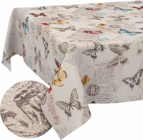 Tovaglia - Lavabile in lavastoviglie - 120 cm - Farfalle - Cotone e poliestere
