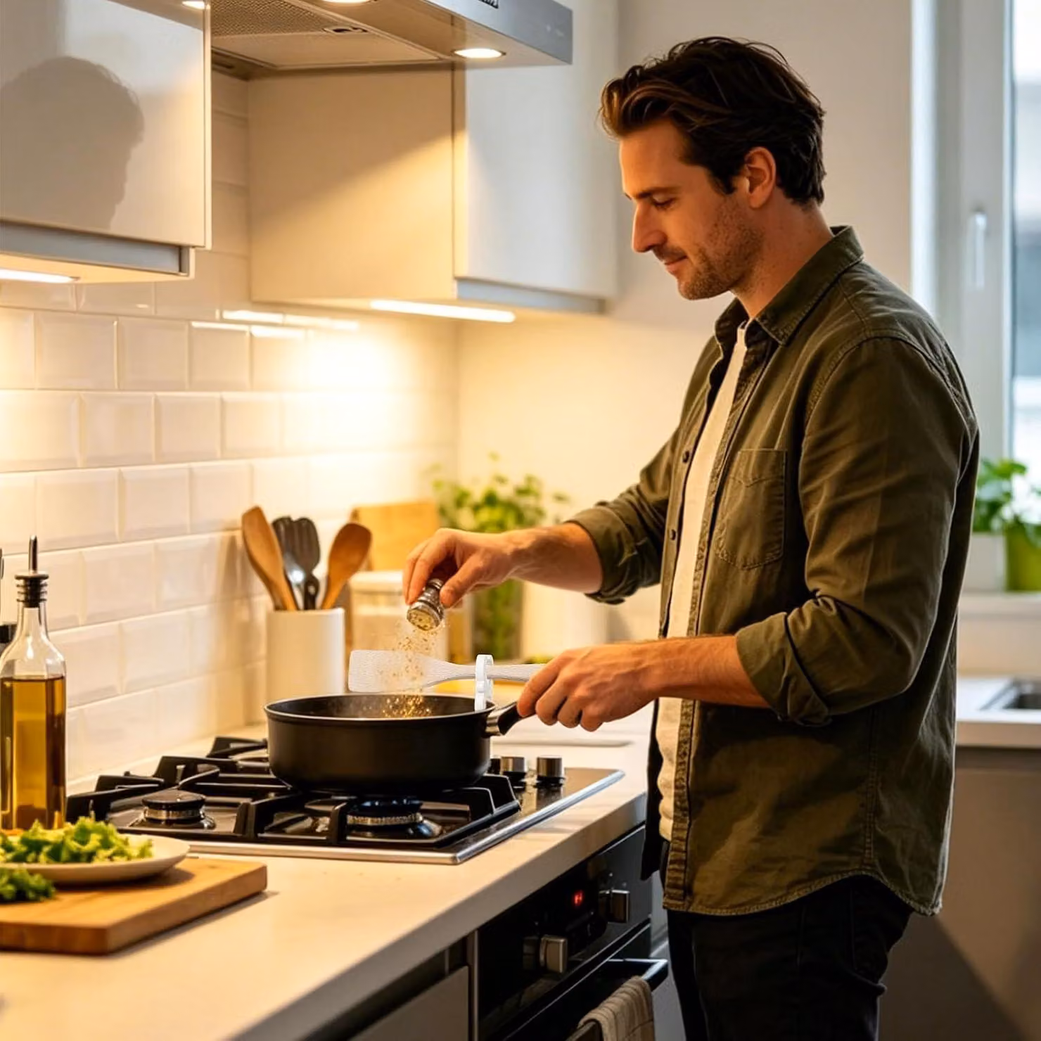 Famanu, scaffale magnetico per erbe aromatiche - nero, con portarotolo da cucina