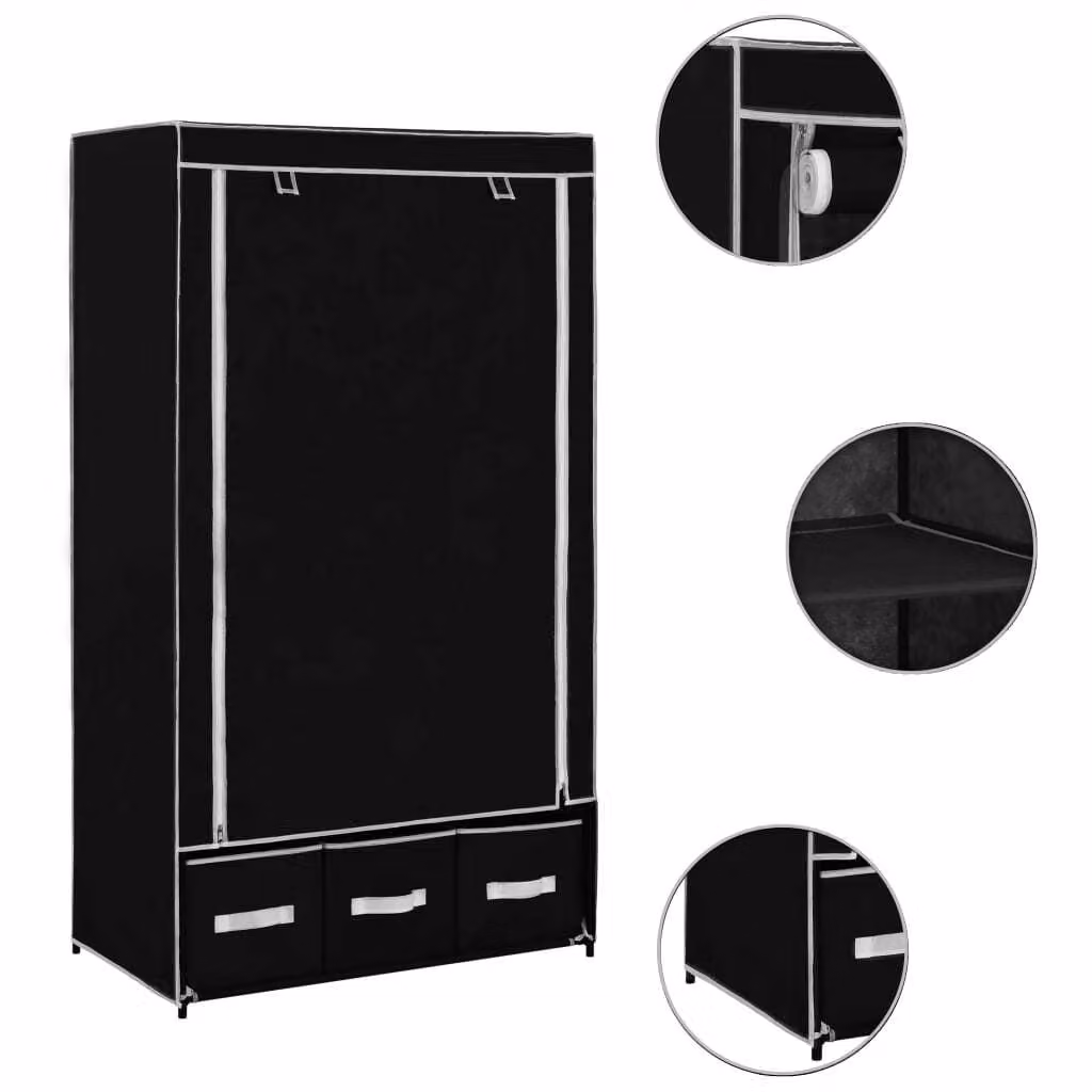vidaXL Armadio nero 87 x 49 x 159 cm tessuto