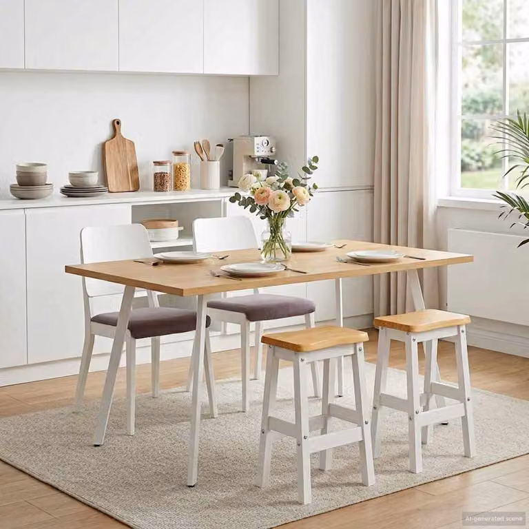Set di 2 sgabelli da bar alti EKAI vidaXL in legno di pino laccato bianco, L 40 cm x P 29 cm x H 63 cm