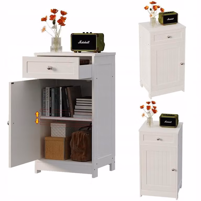 Cassettiera bianca per ufficio, soggiorno, con ripiani, armadi e cassetti in stile loft, 76 cm