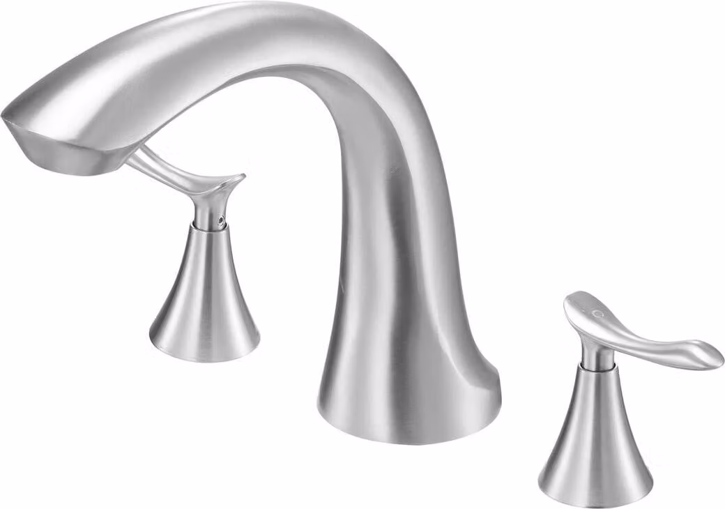 Rubinetto per vasca romana, rubinetto per vasca da bagno a cascata a 3 fori, set di rubinetti per vasca da bagno a collo d'oca con 2 maniglie, set di rubinetti per vasca da bagno con montaggio sul piano per la cura dei bambini, il bagno degli adulti, acci