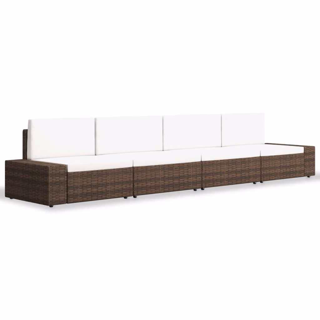 Set Divani da Giardino 4 pz in Polyrattan Marrone