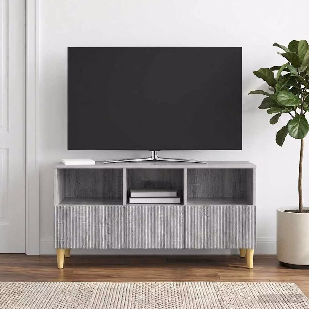 Mobile TV vidaXL moderno in legno ingegnerizzato grigio L/P/H: 102 x 34,5 x 50 cm