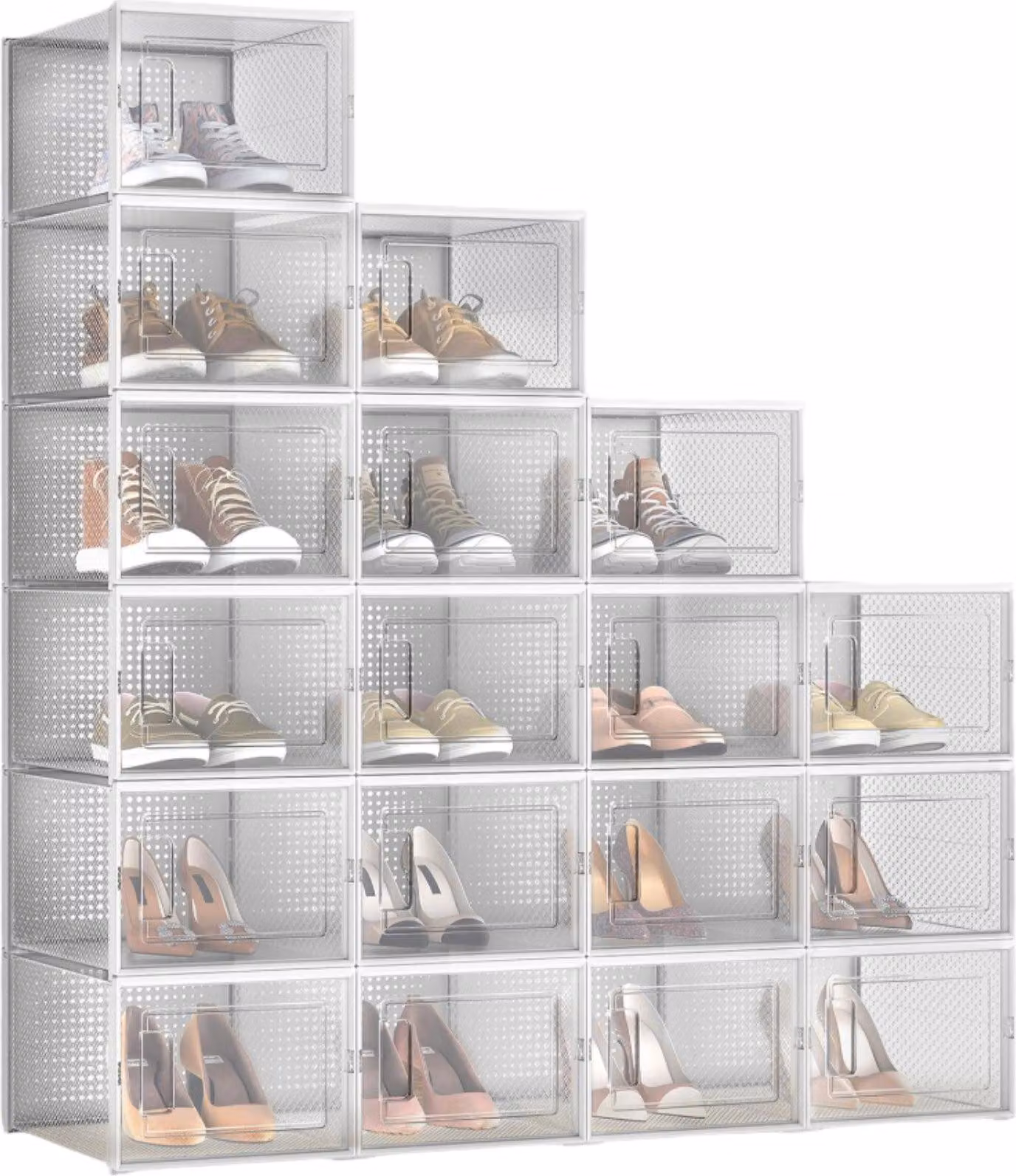 Set di 18 scatole per scarpe – Organizer in plastica – trasparente – dimensioni 35 x 25 x 18,5 cm