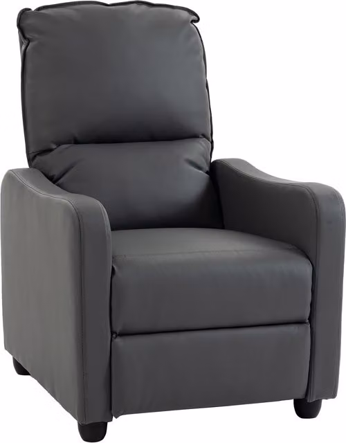 HOMCOM Poltrona Relax Reclinabile Manuale 155° con Poggiapiedi, in Pelle PU, per Soggiorno e Camera, Grigio scuro   Aosom Italy