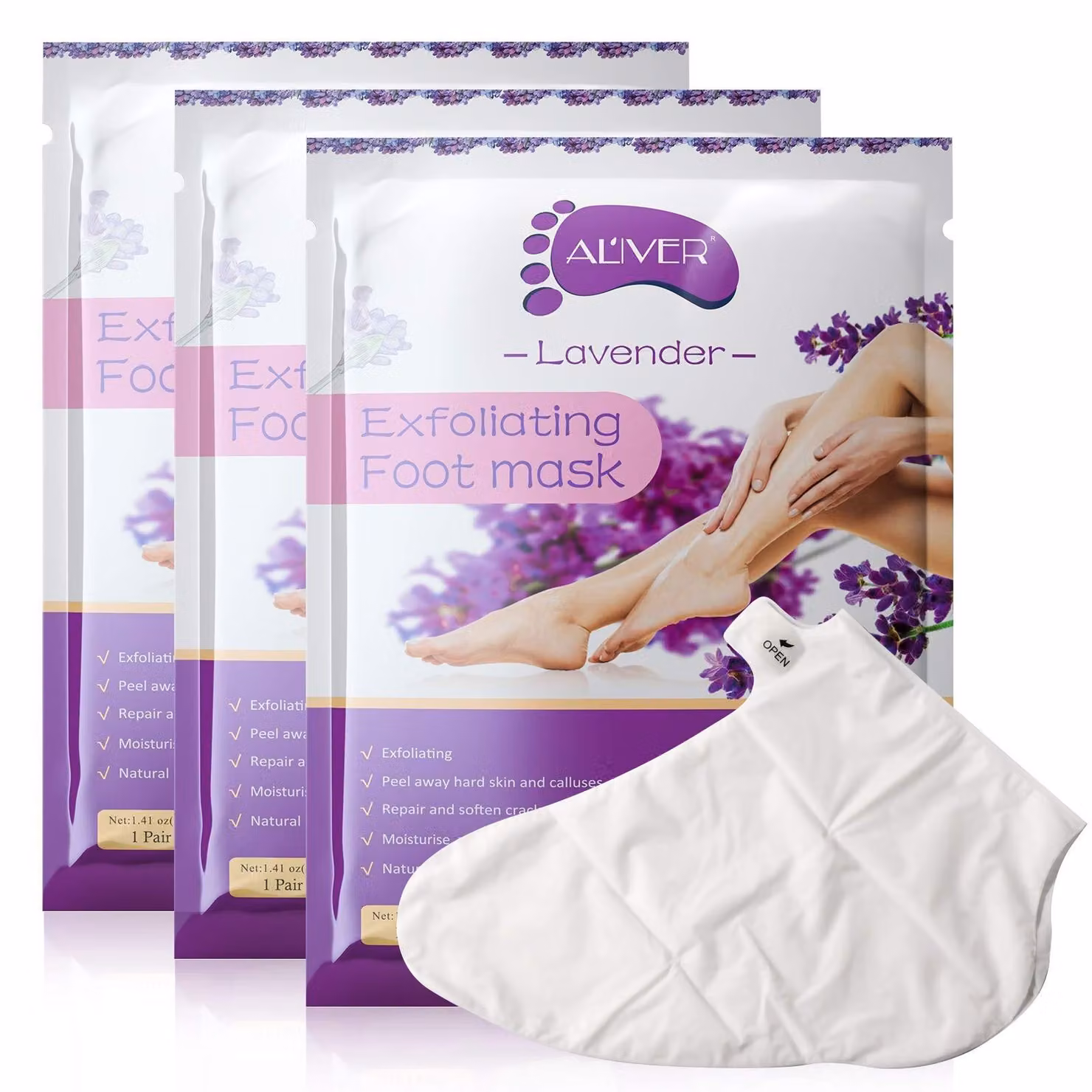 Maschera per i piedi per un'idratazione e una cura intensiva della pelle, con estratto di lavanda