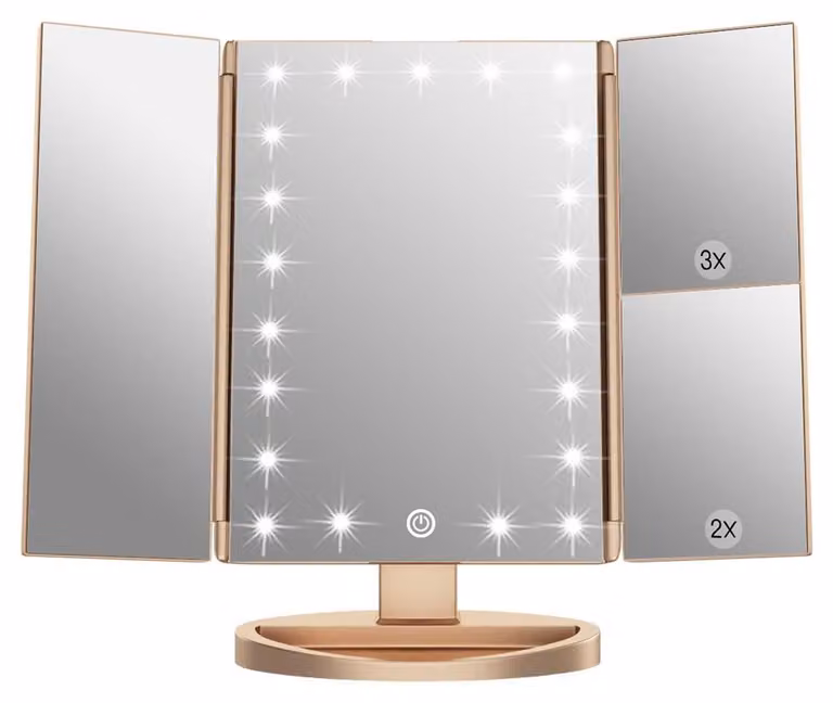 Specchio da trucco WEILY con luci, ingrandimento 1X/2X/3X, controllo touch