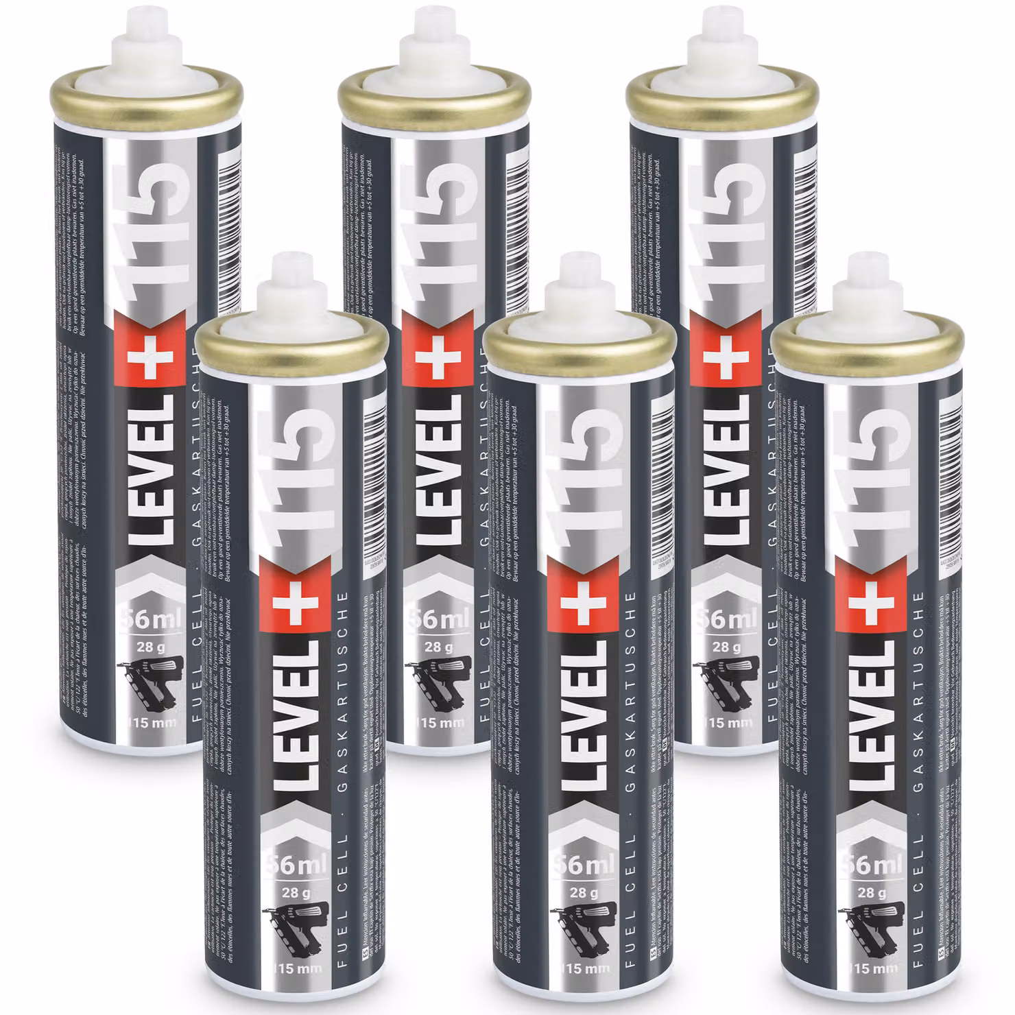 Cartuccia di ricambio LEVEL+ per Nagler, confezione da 6, lunghezza 115 mm, capacità 56 ml, modello L+115
