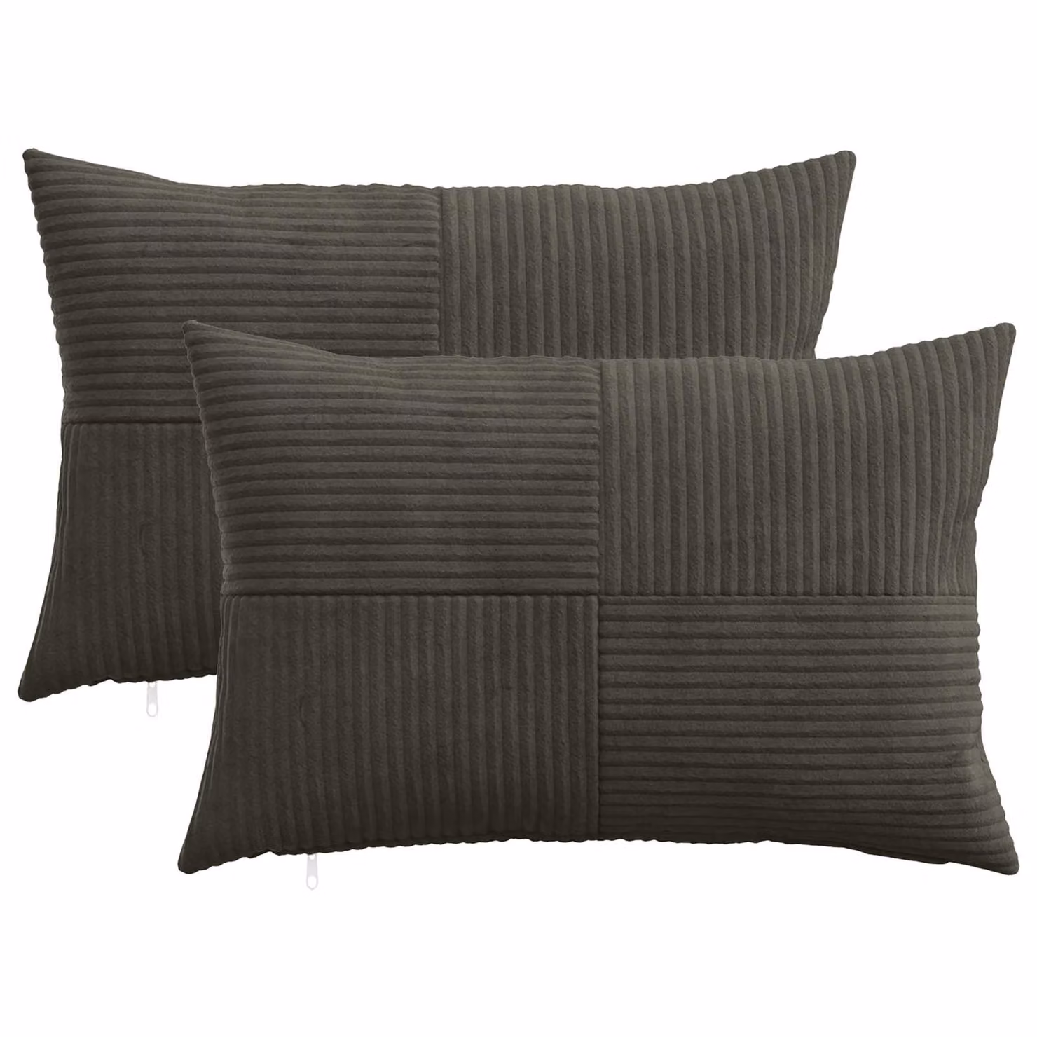 Set di 2 federe vidaXL ALMELO in velluto a coste, colore antracite, L 50 cm x P 80 cm