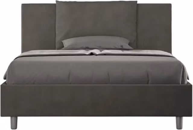 Letto matrimoniale francese senza rete imbottito 140x210 microfibra grigio Antea