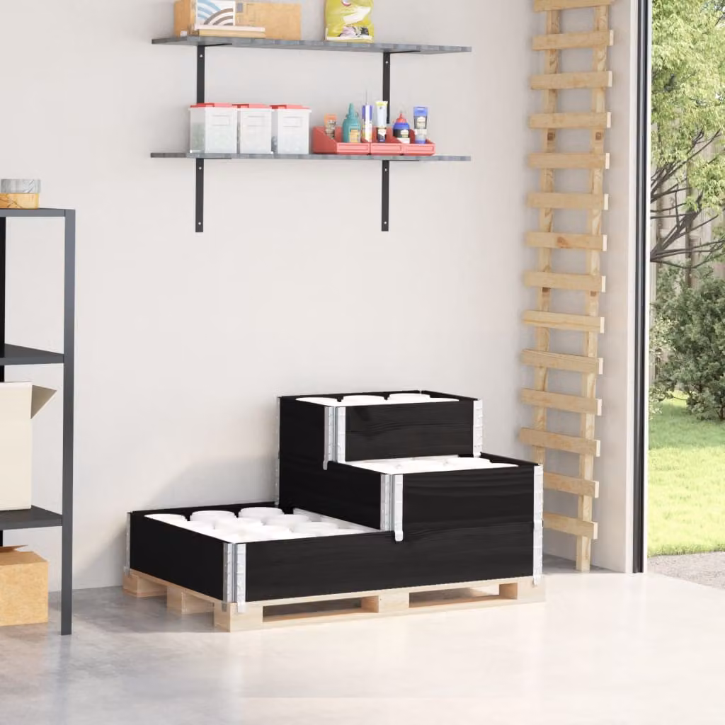 Fioriera Rialzata a 3 Livelli vidaXL in Legno di Pino, Colore Nero, L: 120 cm, P: 80 cm, H: 60,5 cm