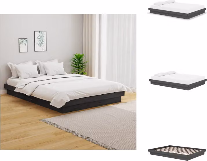 vidaXL Letto in legno massiccio grigio 140x190 cm - Letti e reti
