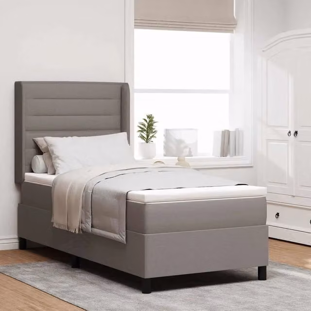 Letto ibrido con molle e schiuma vidaXL in tessuto beige e grigio L/P/H: 200 x 90 x 203 cm – 1