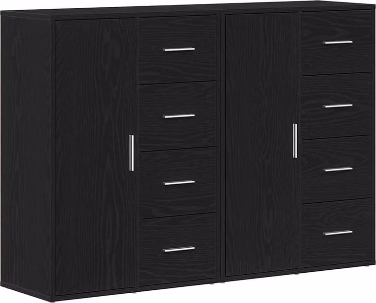 Credenza 2 pcs Rovere Nero 60 x 31 x 84 cm Legno multistrato