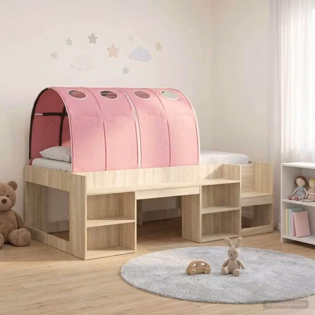 Letto con Tunnel 3 pz Rovere Sonoma e Rosa Legno ingegnerizzato 3423614