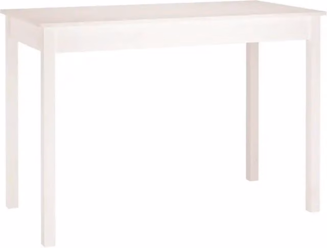 Tavolo da pranzo e da cucina rettangolare in legno massello di pino bianco, design minimalista, L: 110 cm, P: 55 cm, H: 75 cm