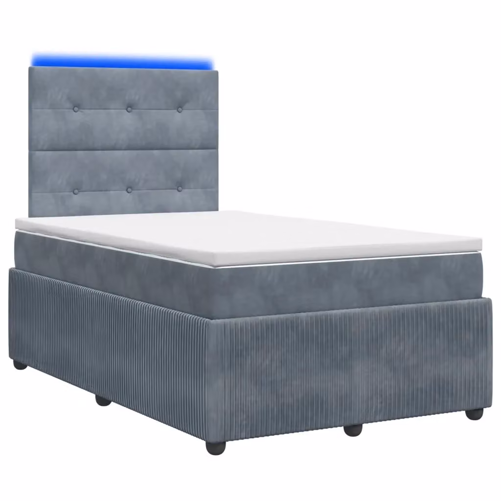 Letto Box Spring vidaXL con Materasso Ibrido e Illuminazione LED, Grigio e Bianco, L/P/H: 120 x 200 x 76,5 cm – 2