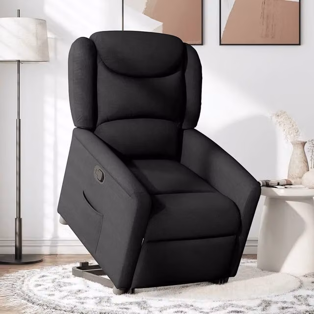 Poltrona Alzapersona Reclinabile vidaXL Nera in Tessuto con Assistenza Elettrica per Senior – 1