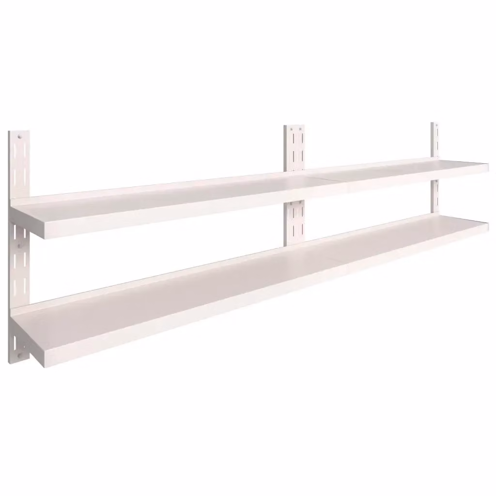 Set di 2 Mensole Galleggianti a 2 Livelli vidaXL in Acciaio Inox, Design Moderno per Cucina, L: 300 cm, P: 30 cm – 2