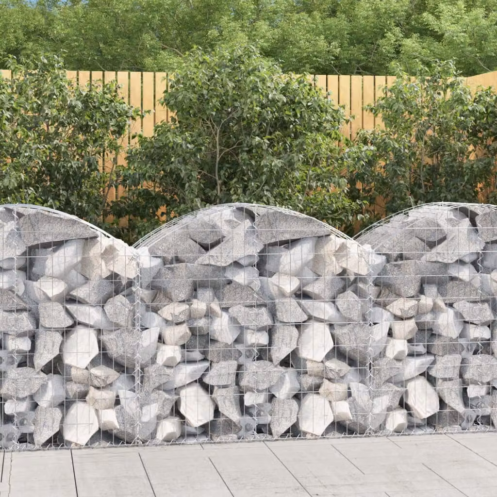 Cesto Gabbione ad Arco vidaXL in Acciaio Zincato Grigio L: 100 cm, P: 50 cm, H: 80/100 cm