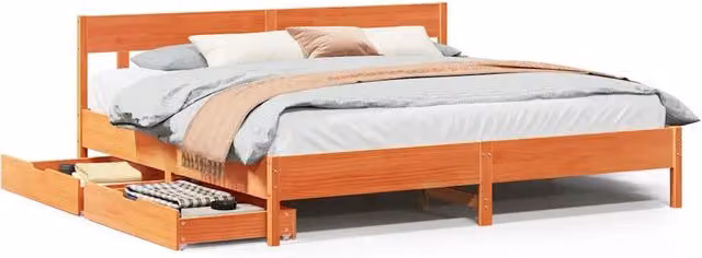 Letto matrimoniale | Letto per adulti | Letto senza Materasso Marrone Cera 200x200 cm in Legno di Pino