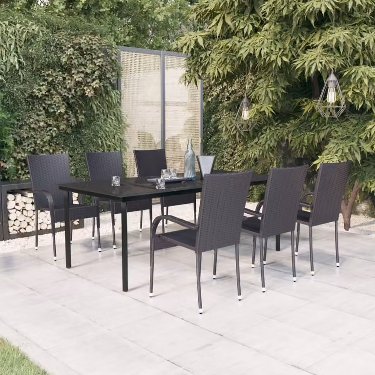 Maison Exclusive - Set da pranzo da giardino 7 pezzi nero