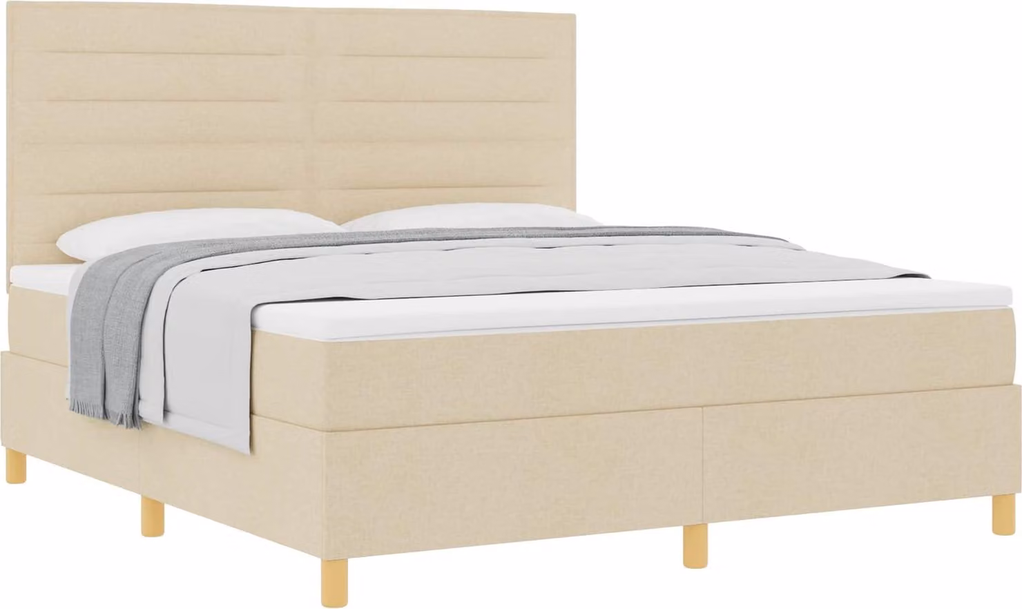 Letto a molle con materasso Crema 180 x 200 cm Tessuto
