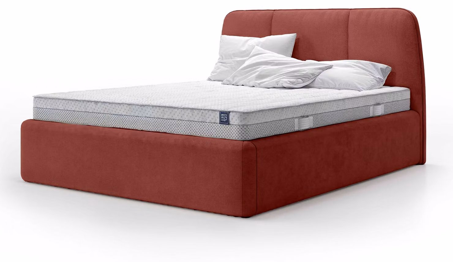 Letto imbottito con contenitore, modello Elle, profondità testata 160 x 200 cm