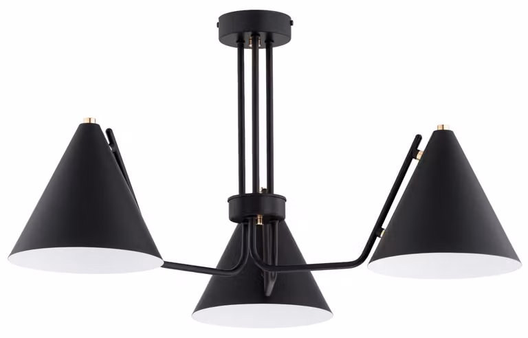Lampada a sospensione a cono BLASK nera 3xE27x15W in metallo, dimensioni: 37x70x70 cm, IP20, Alfa