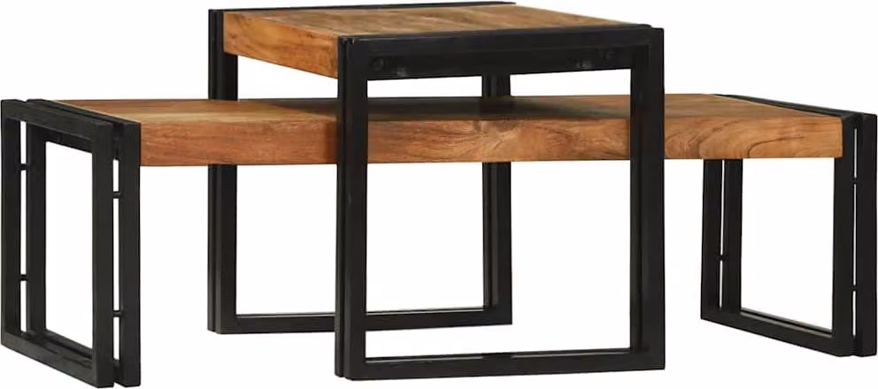 Tavolino da salotto 2 pcs Marrone Legno di Acacia Massello
