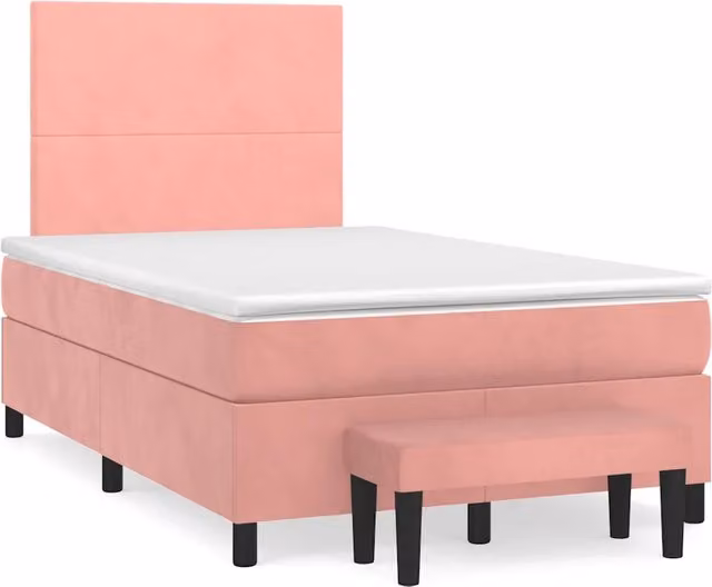 Giroletto a Molle con Materasso Rosa 120x190 cm in Velluto 3270462
