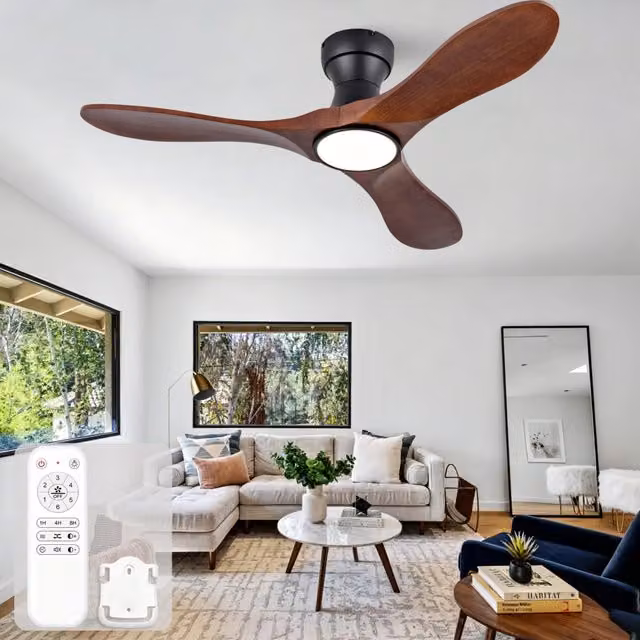 Ventilatore da soffitto 42 pollici con illuminazione e telecomando, 3 pale legno massello sagomate, 3CCT dimmerabile, 6 velocit¨¤ silenzioso