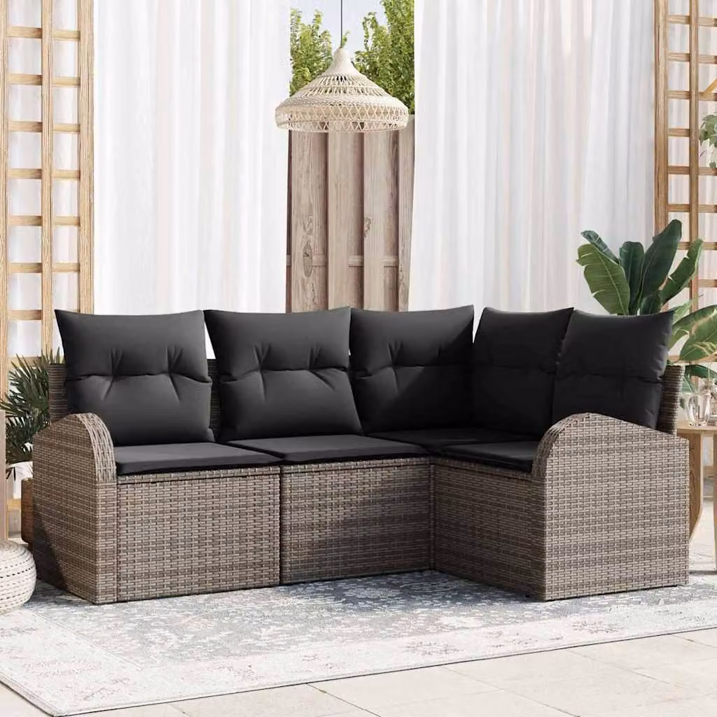 Maison Exclusive - Set da giardino composto da 4 pezzi, divano in rattan sintetico, colore grigio