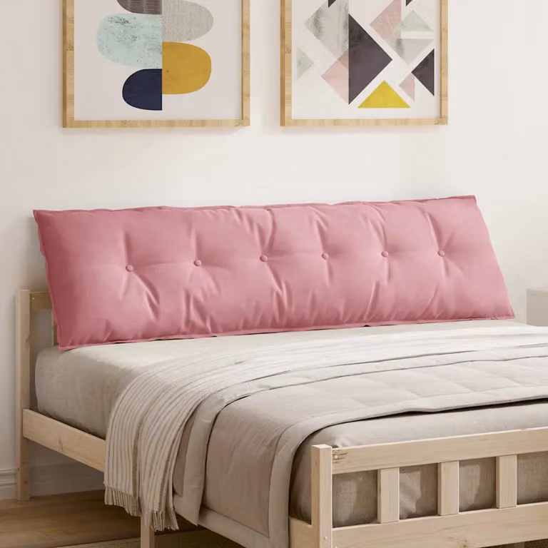 vidaXL Cuscino per Schiena Contornato in Velluto a Costine Rosa L 180 x L 50 cm