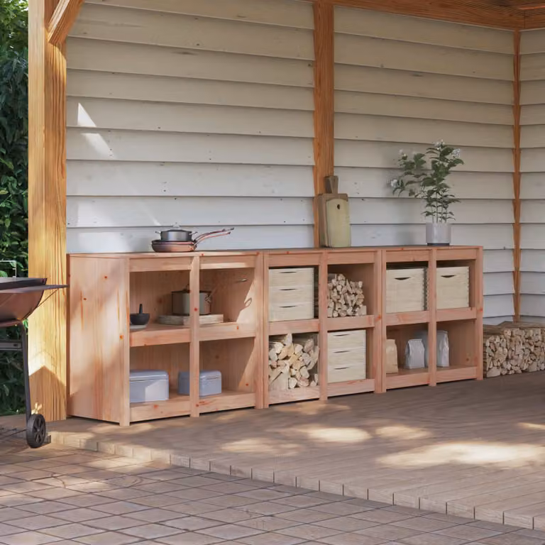 Mobile da cucina da esterno vidaXL MEPPEL in legno naturale marrone, set da 3 pezzi