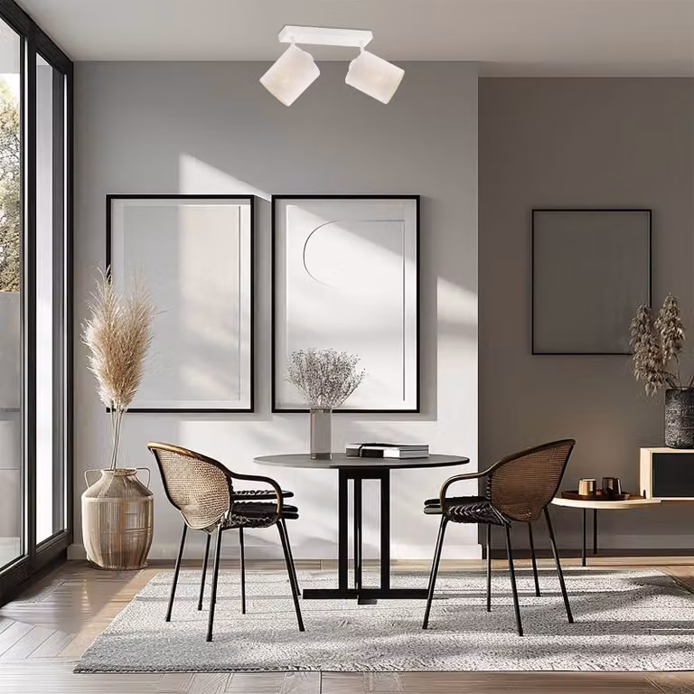 Plafoniera soffitto Suerte Argon, dimmerabile, Bianco / Opale, Soggiorno / Sala da pranzo, Tessuto / Stoffa / Seta, Plafoniera