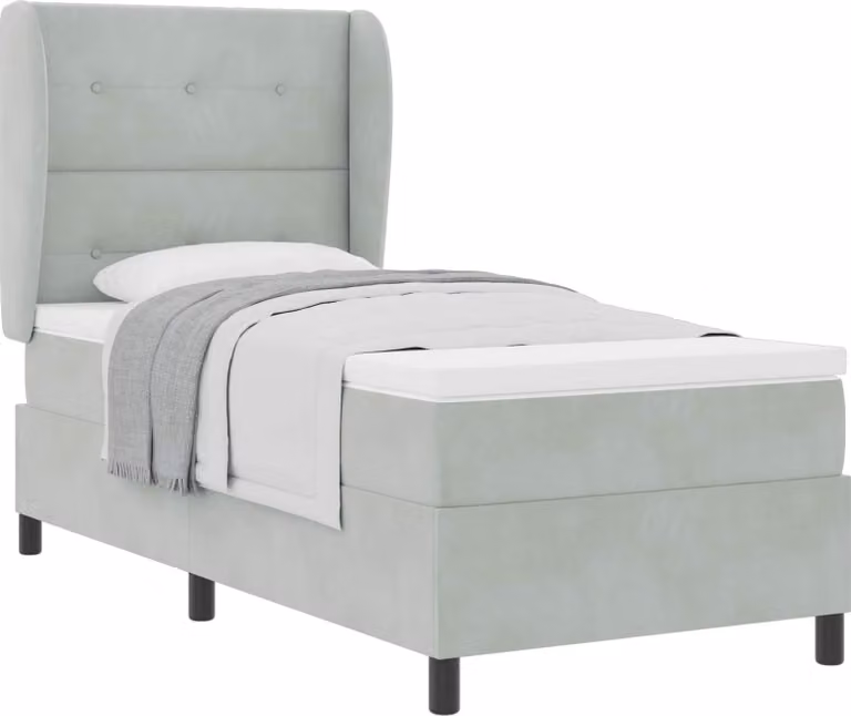 Letto a molle con materasso Grigio chiaro 200 x 80 cm Velluto