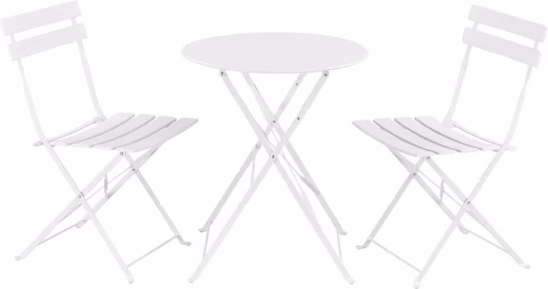 Set da bistrot 'Caprile' 3 pezzi pieghevole in acciaio bianco