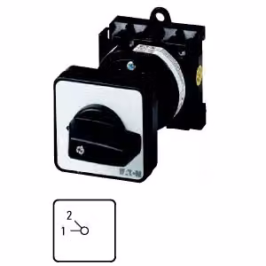 Interruttore a gradini Eaton, T0, 20 A, montaggio intermedio, 2 moduli, contatti: 4, 45°, con scatto, senza posizione zero, 1-2, codice articolo 15136 011281