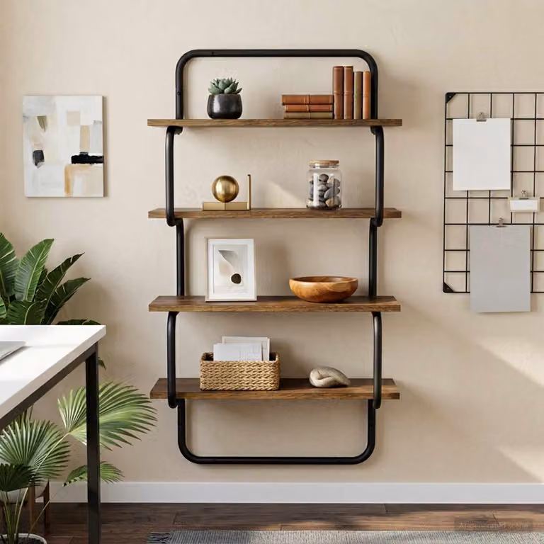 vidaXL Mensola a 4 ripiani in stile industrial, colore marrone, L: 40 cm, P: 24,5 cm, H: 104 cm