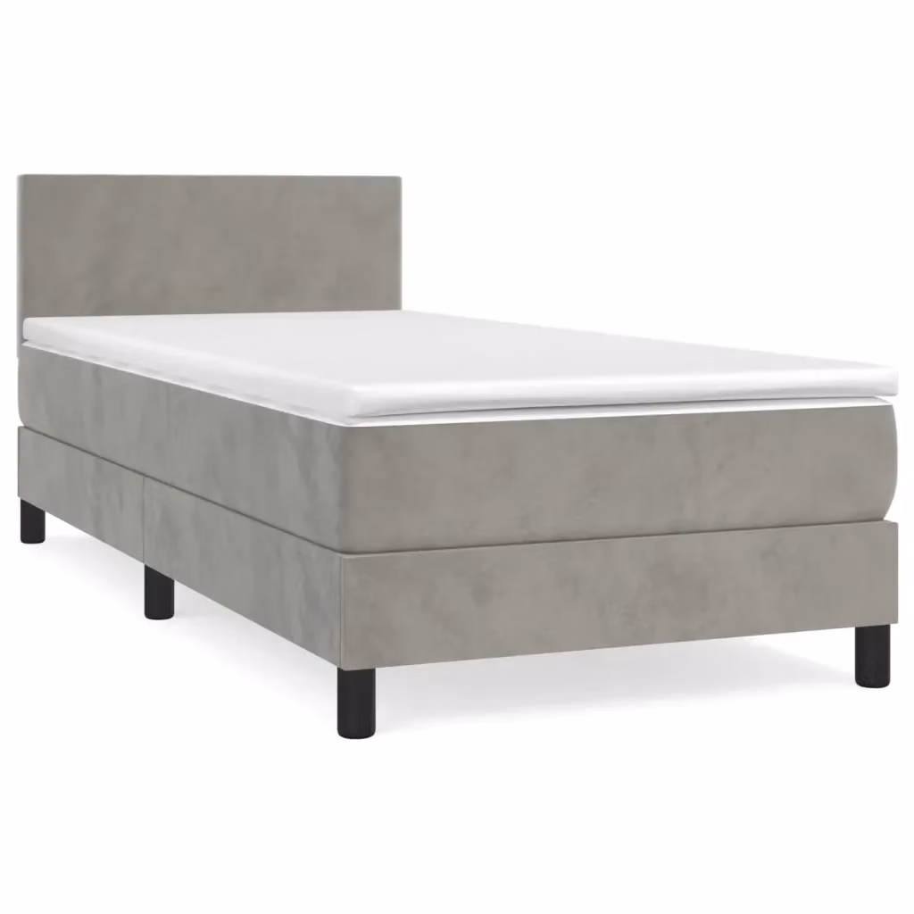 Letto Ibrido con Giroletto a Molle e Materasso vidaXL in Velluto Grigio e Bianco L/P/H: 203 x 100 x 88 cm – 2